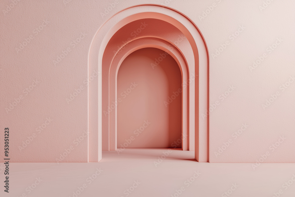 Poster minimalistic abstract pink arches creating a , elegant architectural visual. modern design with soft