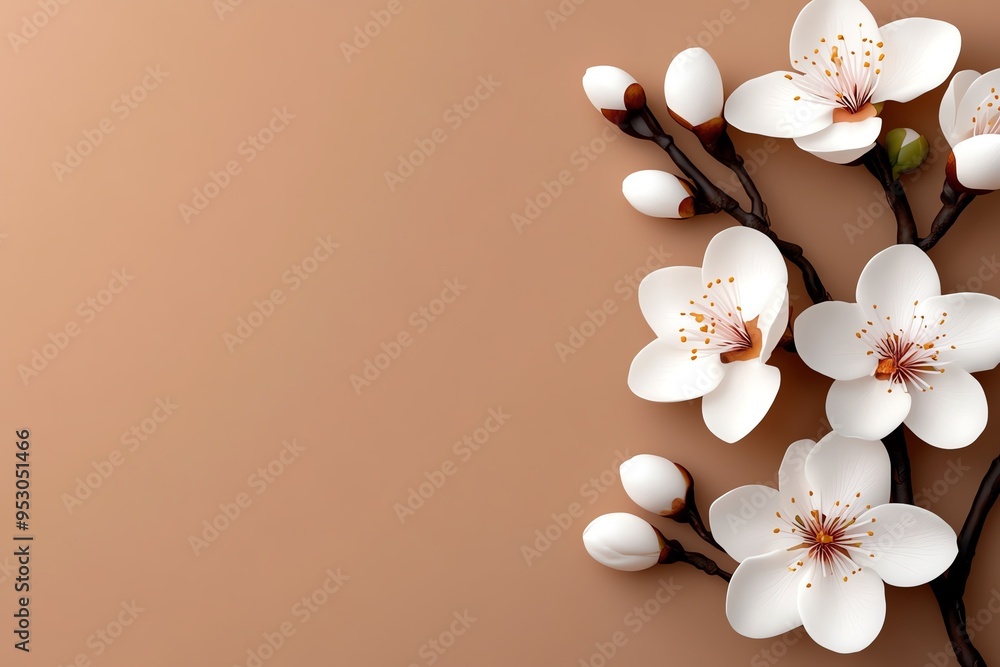 Poster Peach blossom minimalistic art with soft hues and simple shapes, depicted in an artwork where peach blossoms are rendered in a minimalistic style, with simple shapes and soft hues creating a