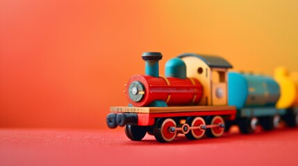 Obraz premium Toy Train on a Vibrant Background..