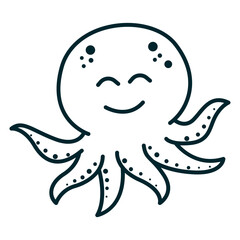Doodle octopus cartoon character	
