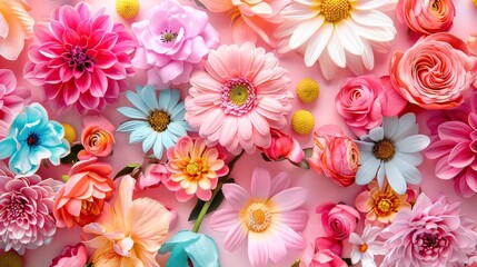 Pastel Pink and Blue Floral Tapestry