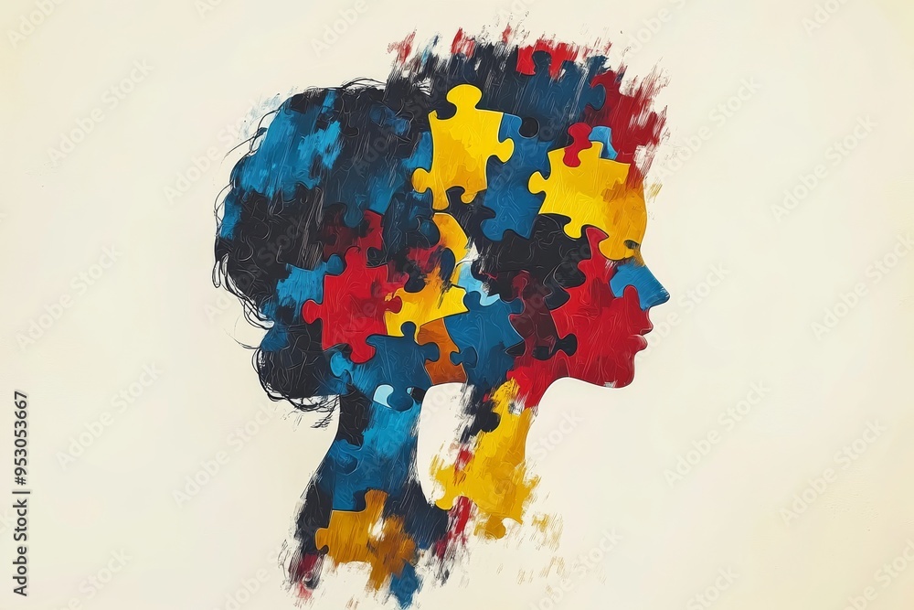 Aufkleber colorful brain in abstract art representing cognitive creativity intellectual diversity and the flui