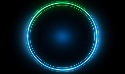 Obraz premium Blue and green neon glowing glare circle
