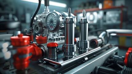 Fototapeta premium A 3D render of a mechanic s diesel compression tester