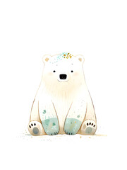 Polar Bear Animal Nursery Cartoon Illustration Art