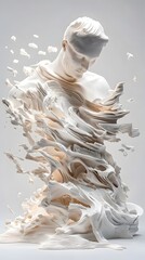 Abstract Sculpture of a Man in White.