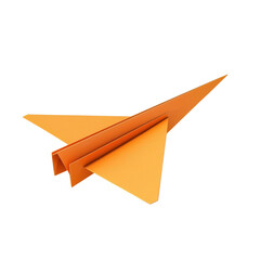 A vibrant orange paper airplane.