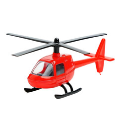 A vibrant red helicopter toy.