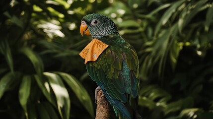 Obraz premium Green Parrot with Orange Band