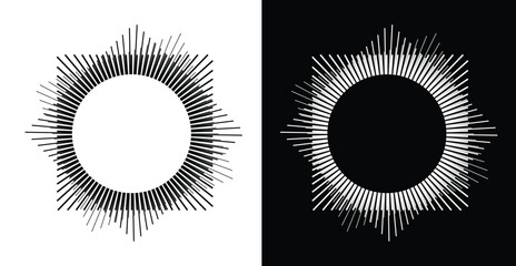 Geometric lines art. Black shape on a white background and white shape on a black background.	