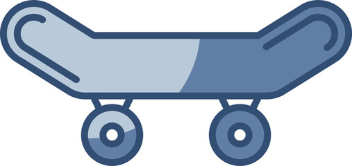 skateboard cartoon vector icon transparent background. replaceable blue color design