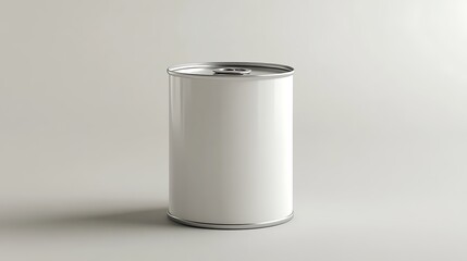 White Metal Can With Silver Top and Bottom