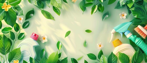 Green Cleaning Products and Flowers, Eco-Friendly Cleaning Supplies