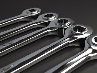 Fototapeta premium A detailed 3D render of a set of ratcheting wrenches