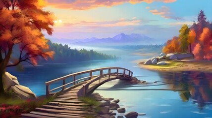 sunset over the lake