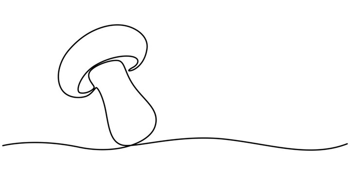 recommend clip art: Continuous one line drawing of mushroom. Vector illustration, Vector image of a mushroom drawn with one line, Fresh Mushroom Continuous Line Editable Stroke Line, Abstract shaped bell mushroom