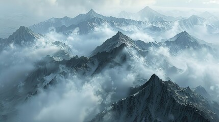 Obraz premium foggy mountain pattern wallpaper