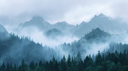 Obraz premium foggy mountain pattern wallpaper