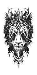 Tribal Tiger tattoo flash styles illustration