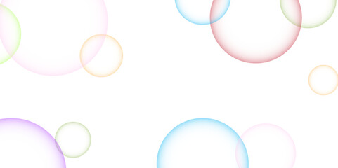 Colorful bubbles.Abstract, Colorful transparent pink, blue and soap bubbles floating in the air.Design soap bubbles on a white background. Vector illustration. Shiny balls.Soap bubbles randomly design