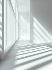 Obraz premium Abstract white interior background with shadows from a window, a modern architecture concept