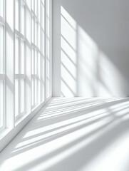 Obraz premium Abstract white interior background with shadows from a window, a modern architecture concept