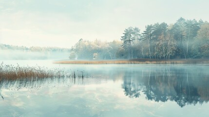 Serene lake pattern wallpaper