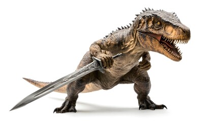 Dinosaur Holding Sword   Prehistoric Creature   Fantasy Monster