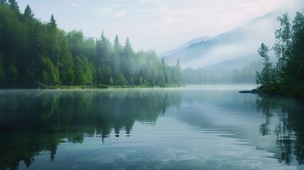 Fototapeta premium Serene lake pattern wallpaper