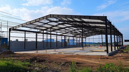 Obraz premium steel frame workshop is under good construction