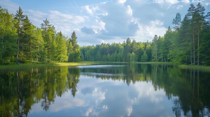 Serene lake pattern wallpaper