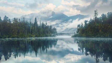 Serene lake pattern wallpaper