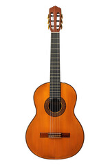 Obraz premium A Classical Guitar with Natural Wood Finish on a White Background
