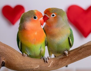 Naklejka premium two parrots on a branch
