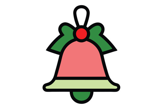 recommend clip art: Christmas bell vector line art, clipart illustration with isolated on white background