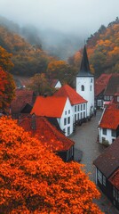 Naklejka premium Crisp autumn air over a historic town during Fastelavn in Denmark. 
