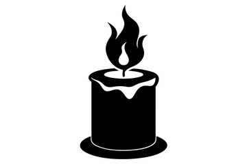 Burning candle silhouette isolated on white background