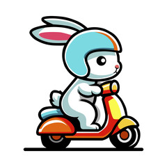 a cartoon rabbit is riding a scooter with a rabbit on the front.