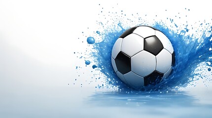 Fototapeta premium Football with Blue Splashes 