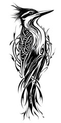 Obraz premium Tribal Woodpecker tattoo flash styles illustration