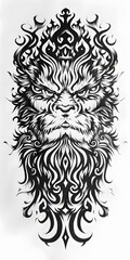 Tribal Yeti Tattoo symmetry very simple traditional tattoo flash styles illustration