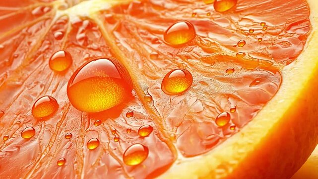 A close-up of a fresh orage slice reveals its distinctive seed pattern and vivid orange colour.