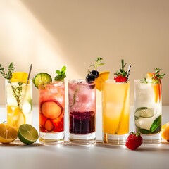 Minimalist bar serving a variety of delicious non-alcoholic mocktails 16:9