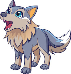 Vector Kawaii Howling Wolf