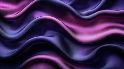 Fototapeta premium Elegantly flowing satin fabric in black, purple, and magenta hues, perfect for Halloween-themed designs, with copy space.