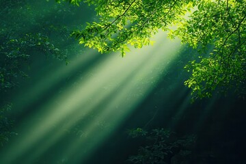 Fototapeta premium Soft spring sunlight filtering through trees during Songkran festival in Thailand. 