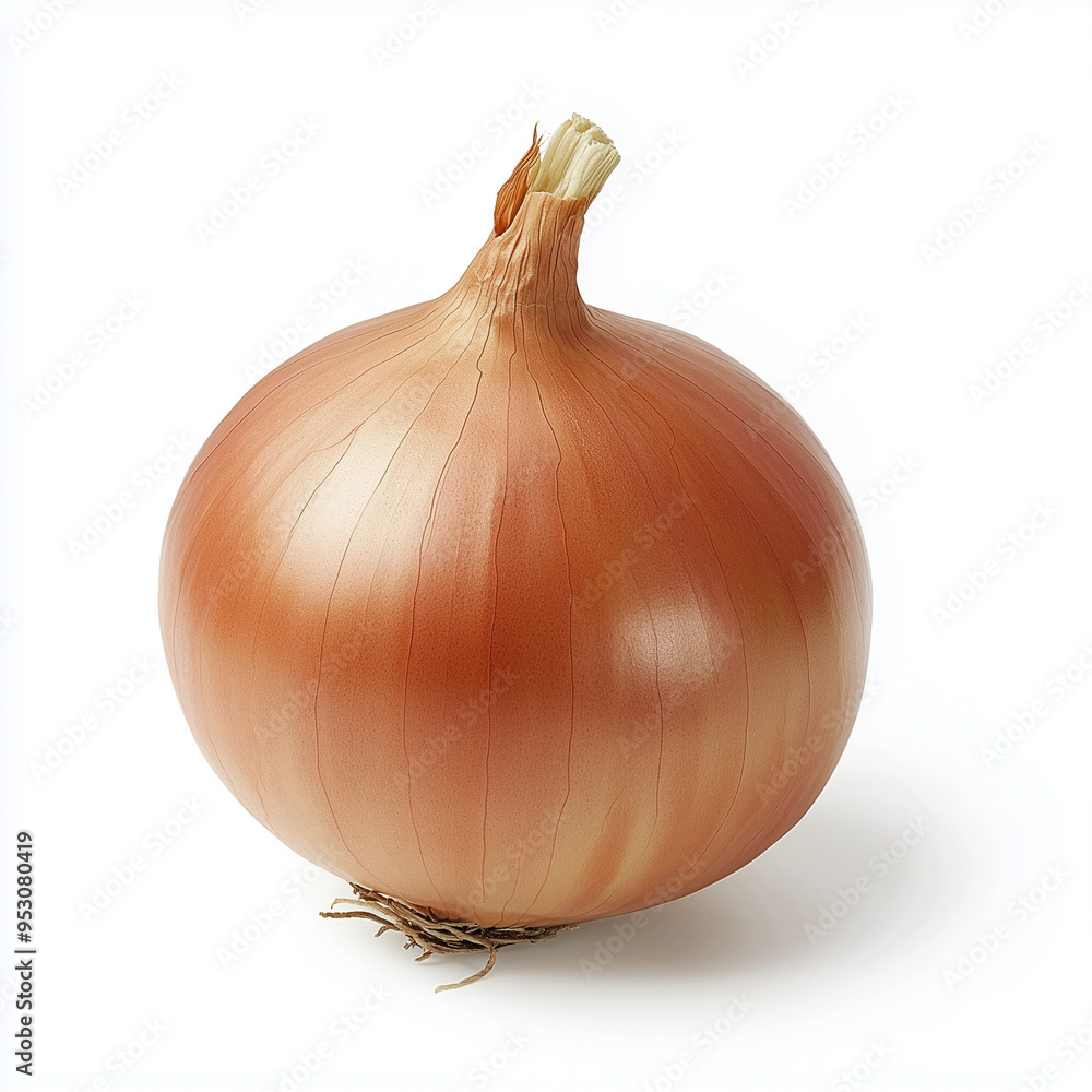 Poster golden onion on white background