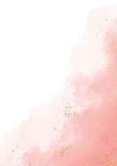 Obraz premium Pastel pink watercolor paint brush glitter gold for wedding elements. watercolour texture for cards, greetings or invitations. Brushstrokes and splashes