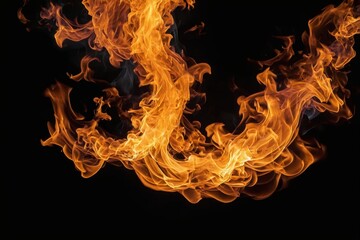 Fototapeta premium Fiery abstract flames on black background