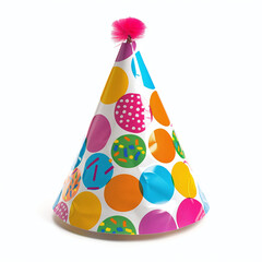 Bright and Festive Birthday Party Hat on White Background